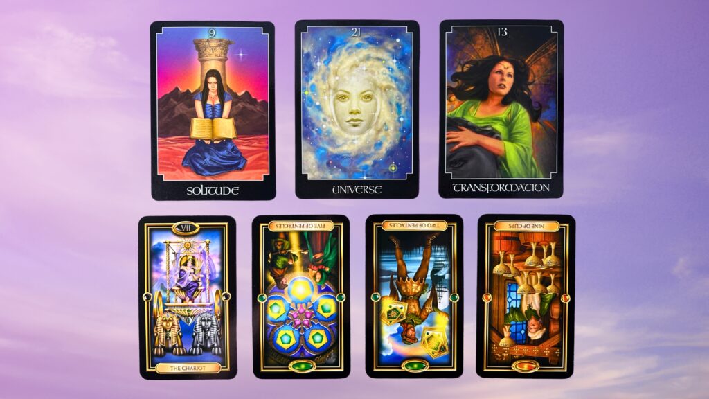 Cards from the Psychic Tarot Oracle and the Gilded Tarot deck