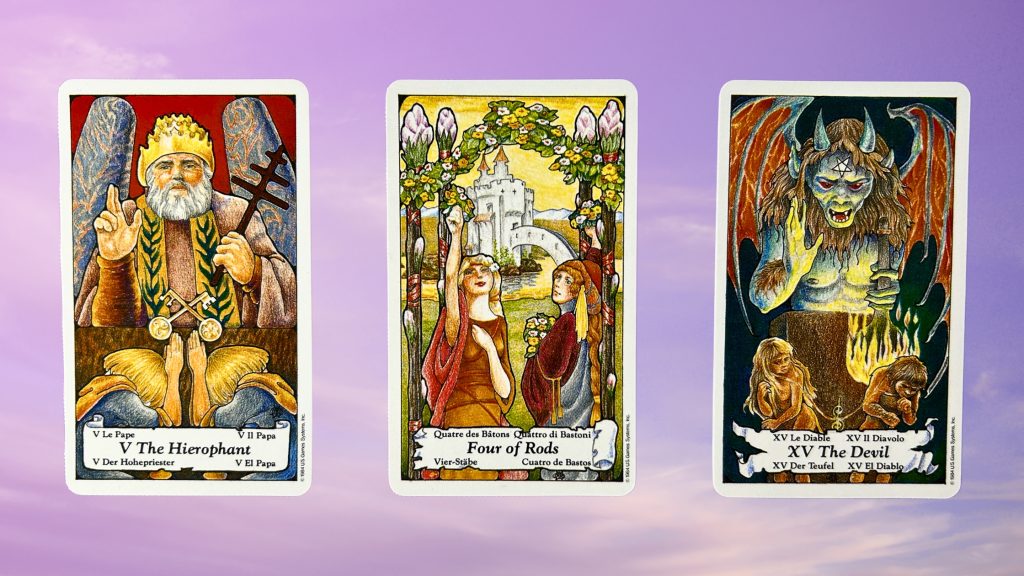 Cards from the Hanson-Roberts Tarot deck