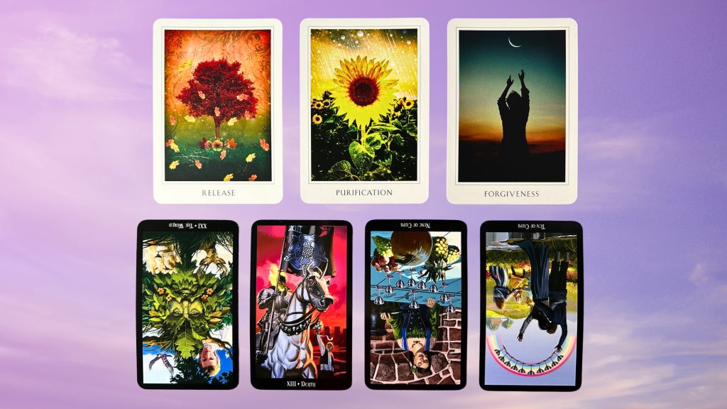 Cards from the Sacred Destiny Oracle and the Witches Tarot deck