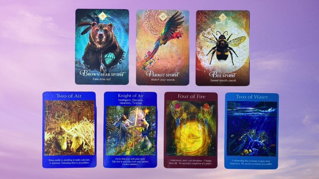 Cards from the Animal Spirit Oracle and the Angel Tarot decks