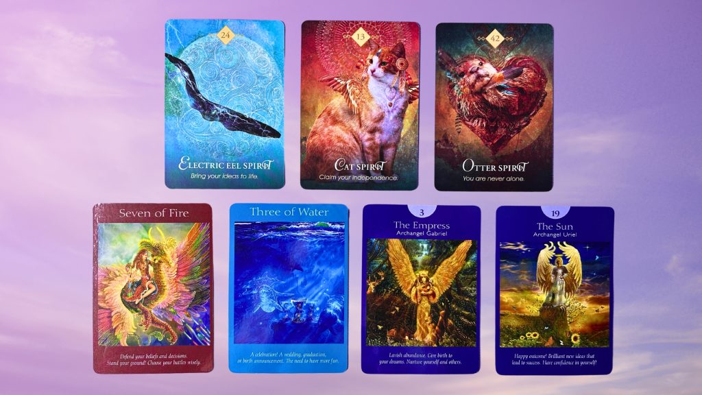 Cards from the Spirit Animal Oracle and the Angel Tarot decks