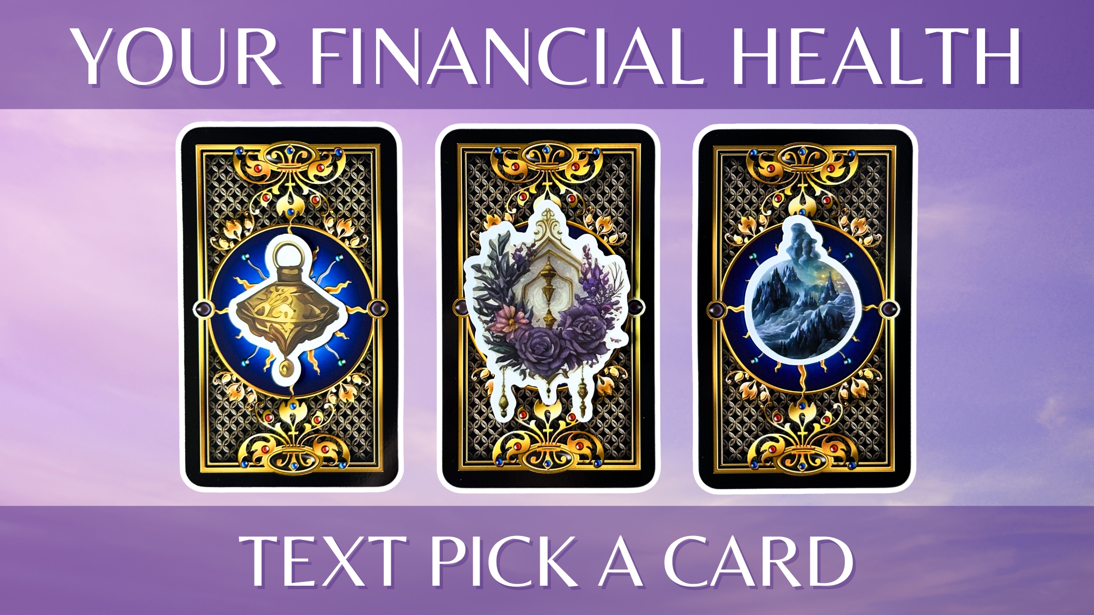 Three tarot pick a cards: pile 1 - metal, pile 2 - floral, and pile 3 - mountain