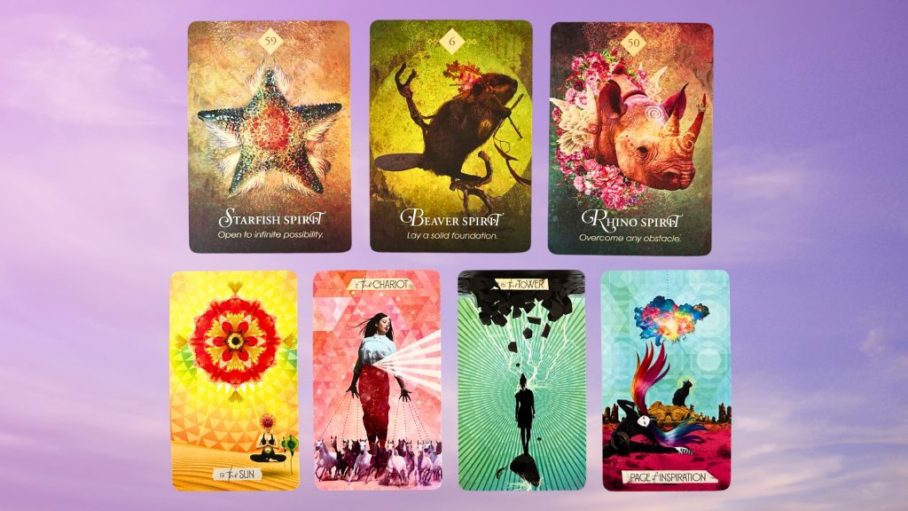 Cards from the Spirit Animal Oracle and the Muse Tarot decks