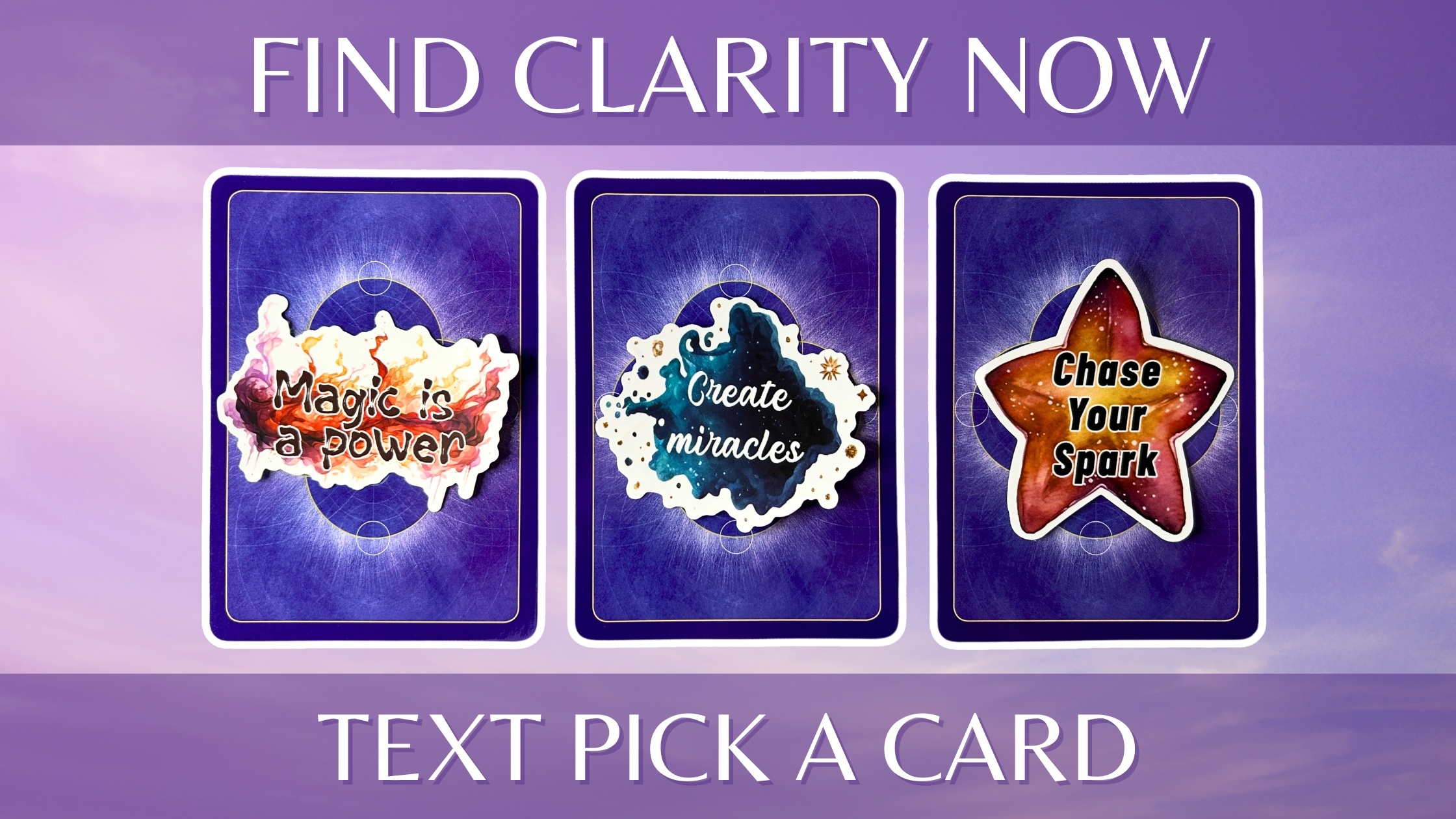 Three oracle pick a card piles: pile 1 - magic is a power, pile 2 - create miracles, and pile 3 - chase your spark