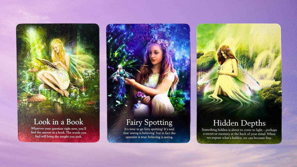 Cards from the Oracle of the Fairies: Look in a Book, Fairy Spotting, and Hidden Depths