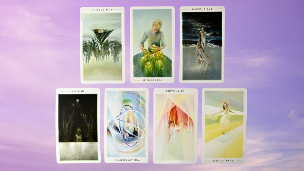 Tarot card spread about ghosts using the Fountain Tarot deck