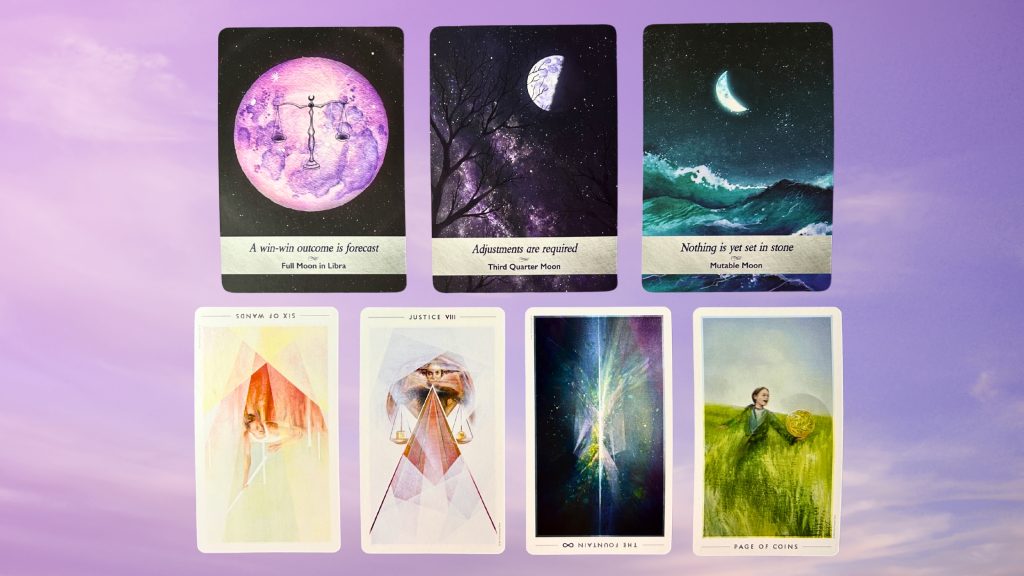 Cards from the Moonology Oracle and the Fountain Tarot decks