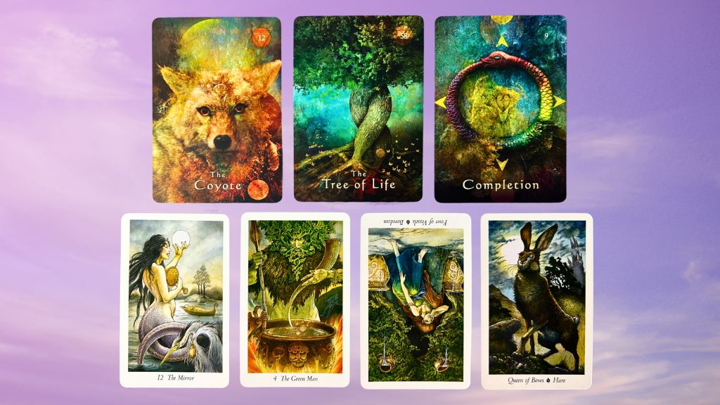 Cards from the Mystic Shaman Oracle and the Wildwood Tarot decks