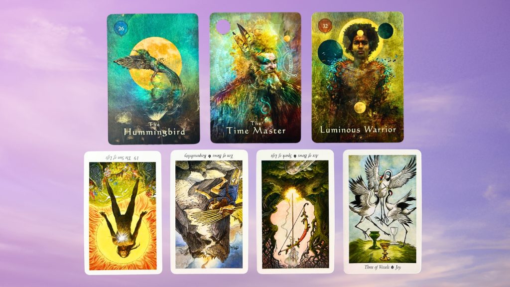 Cards from the Mystic Shaman Oracle and the Wildwood Tarot decks