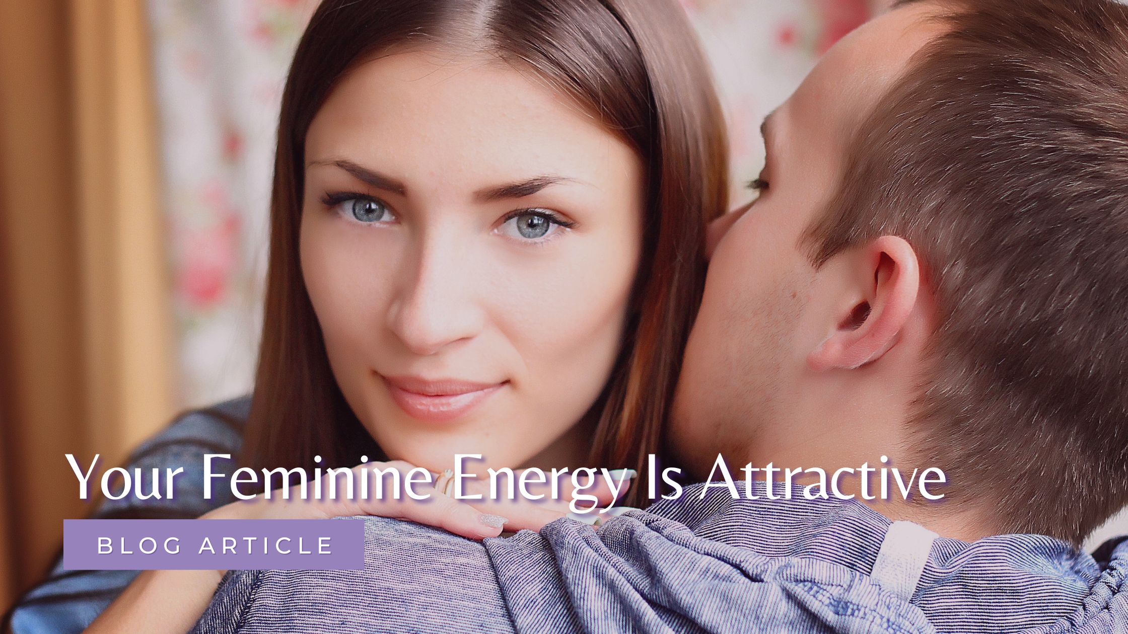 A woman embracing a man as he kisses her